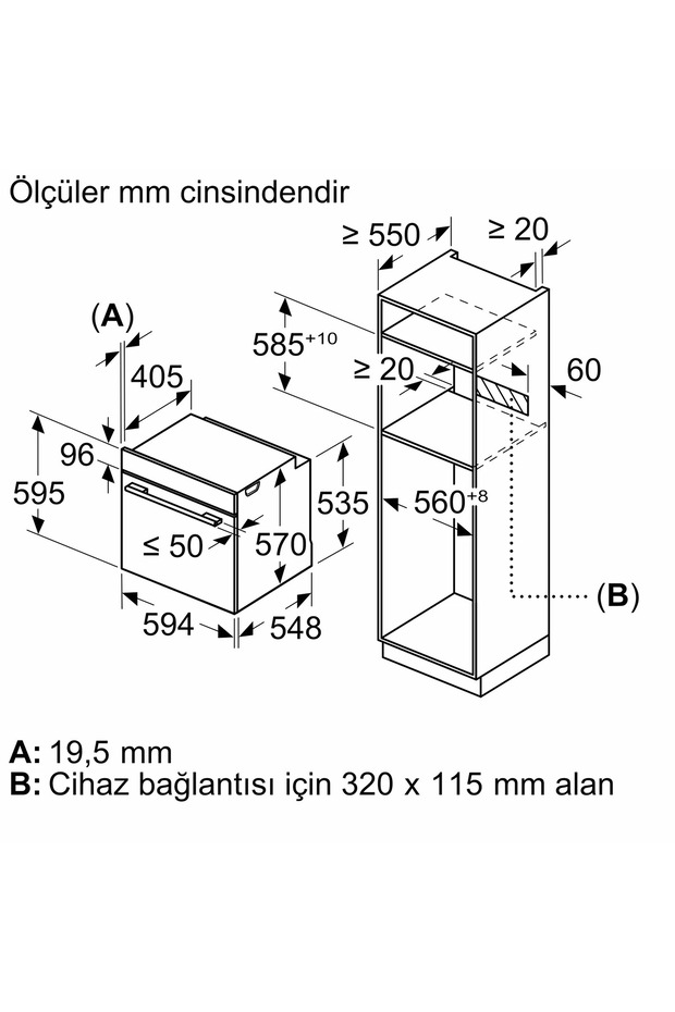 HUA736EV0T 76 Lt Buhar Destekli Beyaz Ankastre Fırın - 8