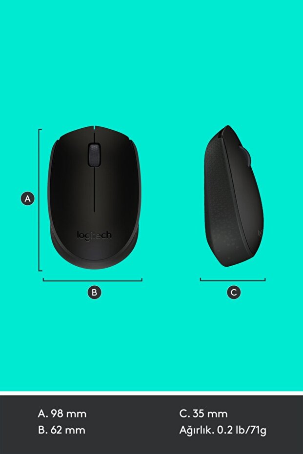 B170 KABLOSUZ SİYAH MOUSE - 8