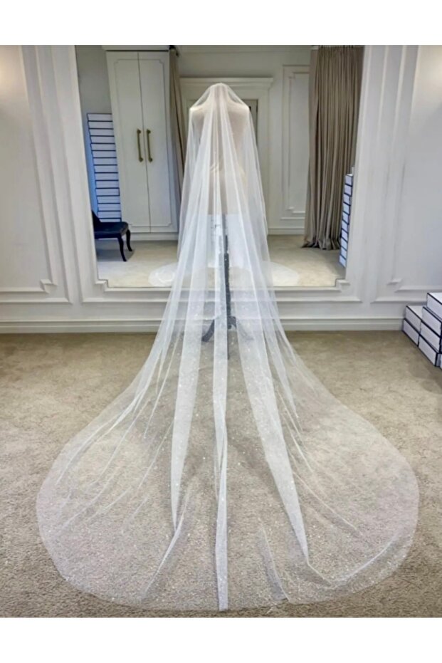 Silvery Veil Off-White 3m Length 2m Width 1St in Volume Quality Dream Tulle Wedding Dress with Oval Cut from Tulle