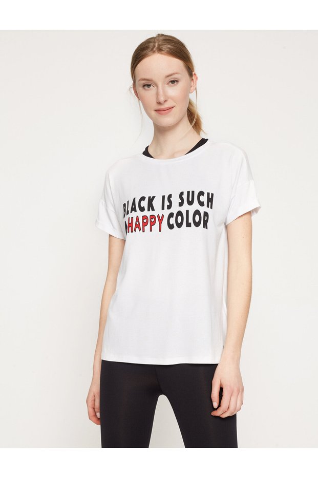 Women's Ecru T-shirt 7YAK12958YK
