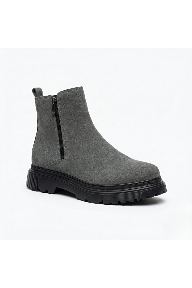 Smoked Suede Double Zipper Men's Half Ankle Boots - Practical Wear Casual Boots Ba0777