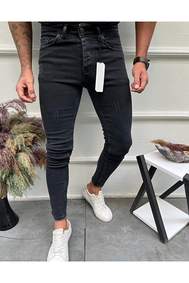 Men's Slim Fit Slim Fit Stretch Fabric Jean Pants Smoked