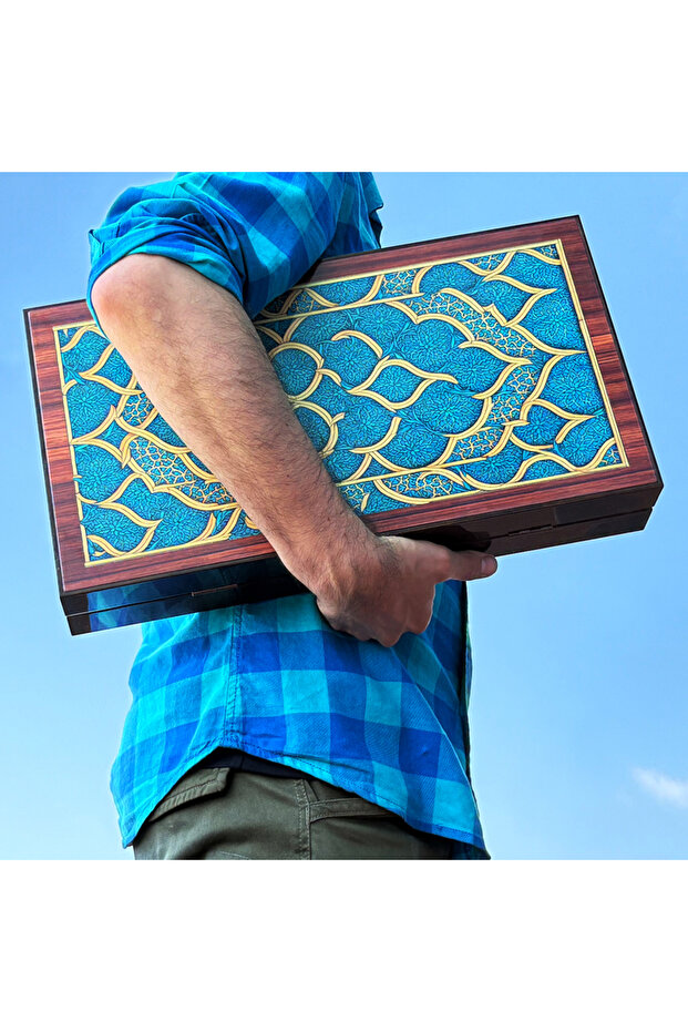 طقم طاولة نرد شرقي، إغلاق مغناطيسي، سطح مقاوم للخدش - 7