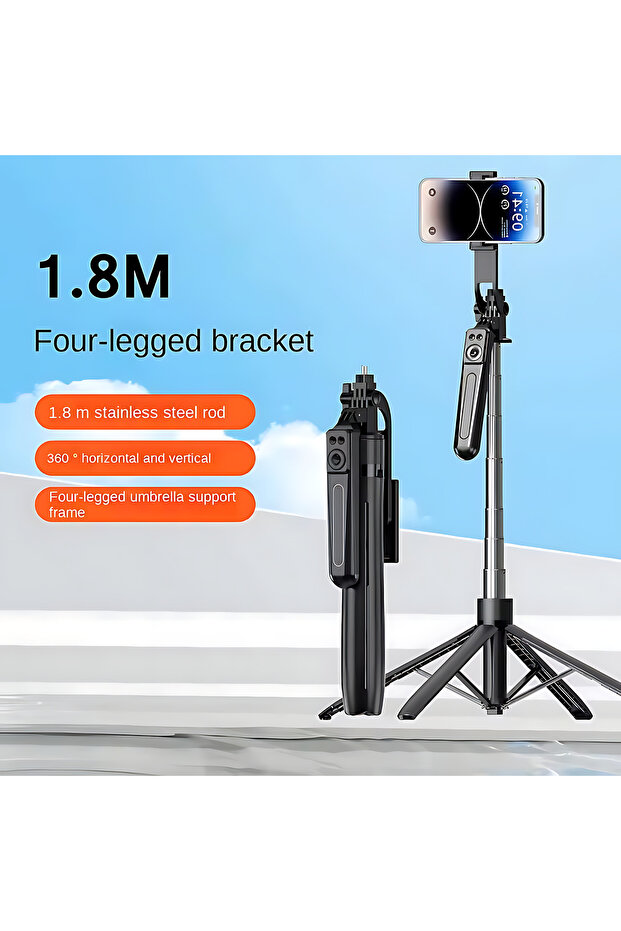 عصا تصوير سيلفي مع حامل ثلاثي - مع ريموت بلوتوث - قابل للطي - 5