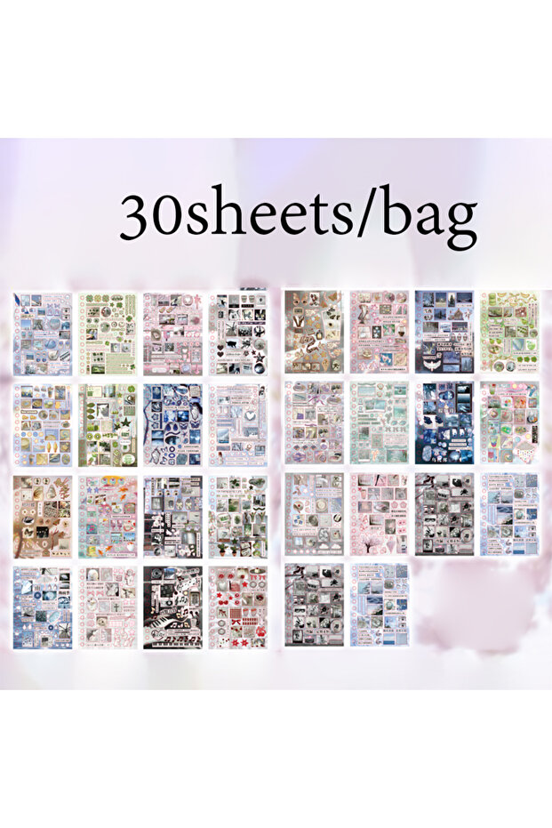 S28469-1 2Style 30 pieces/bag Time Reshaping Cut Film Coil Sticker Book Handbook Material Sticker DI