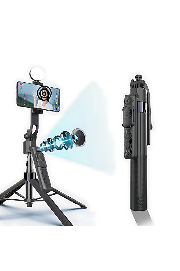 عصا تصوير سيلفي مع حامل ثلاثي - مع ريموت بلوتوث - قابل للطي - 3