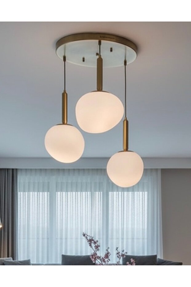 Egg Modern Bronze Gövde 3 lü Sarkıt Avize - 1