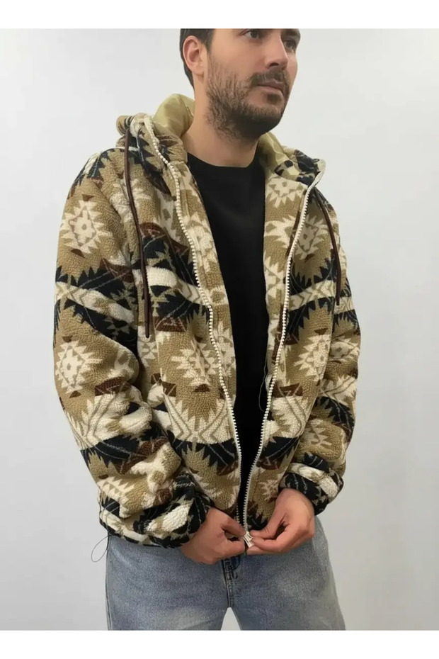 سترة بومبر من القطيفة مبطنة من الداخل بنمط عرقي أصيل من ريسين - 1