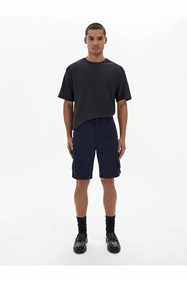 Pantaloni scurți Basic Gabardine Regular Cargo bleumarin - 1