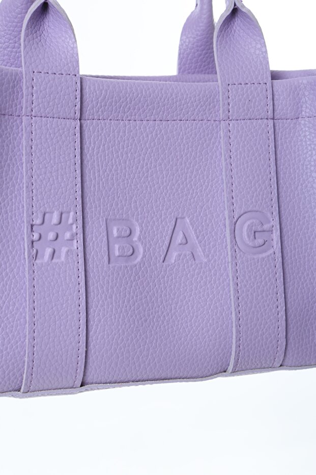Lila Deri Mini Tote Çanta - 6