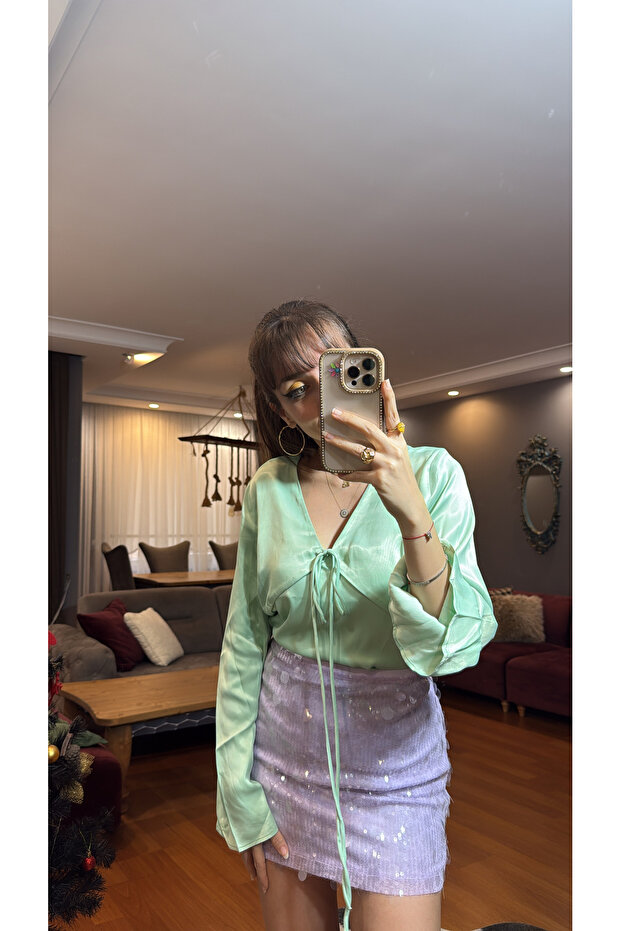 Trend büyük Pullu Mini Etek-LİLA - 5