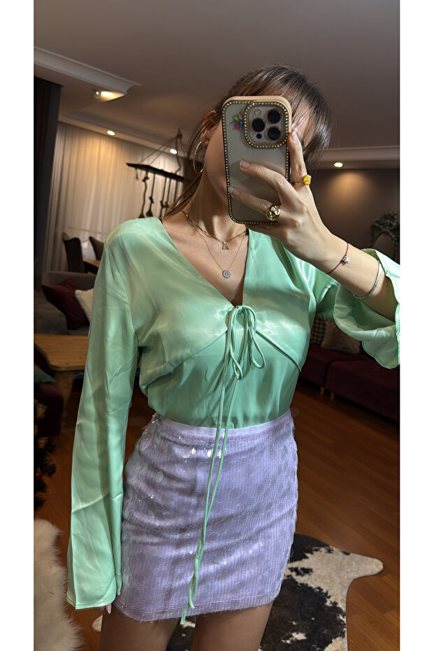 Trend büyük Pullu Mini Etek-LİLA - 3