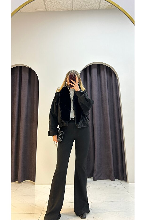 Plush Collar Cashmere Coat