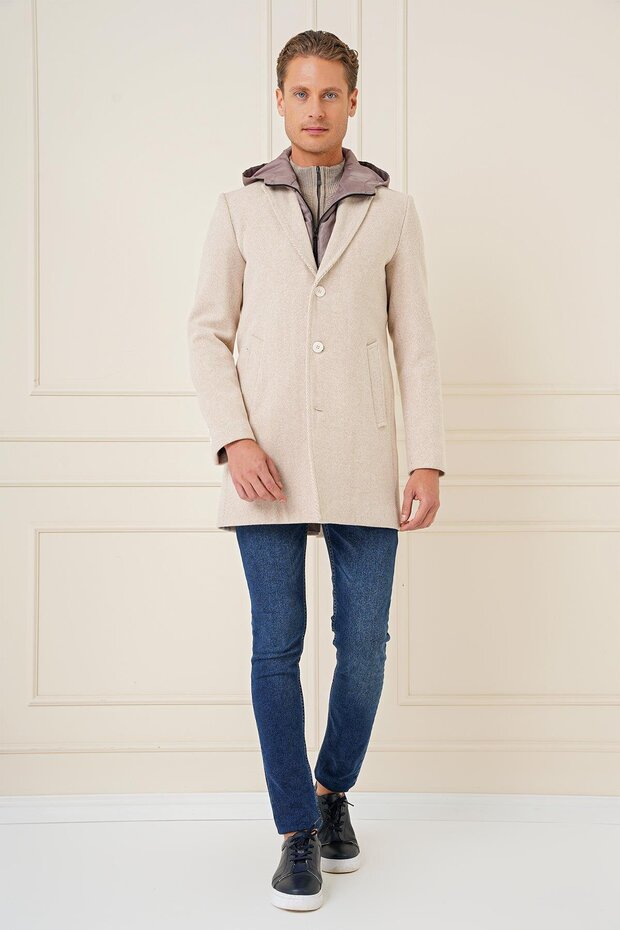 Men's Slim Fit Beige Sports Coat Ka 089