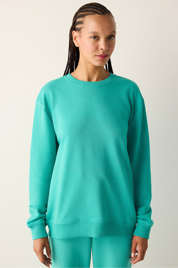 Oversize Active Yeşil Sweatshirt - 2