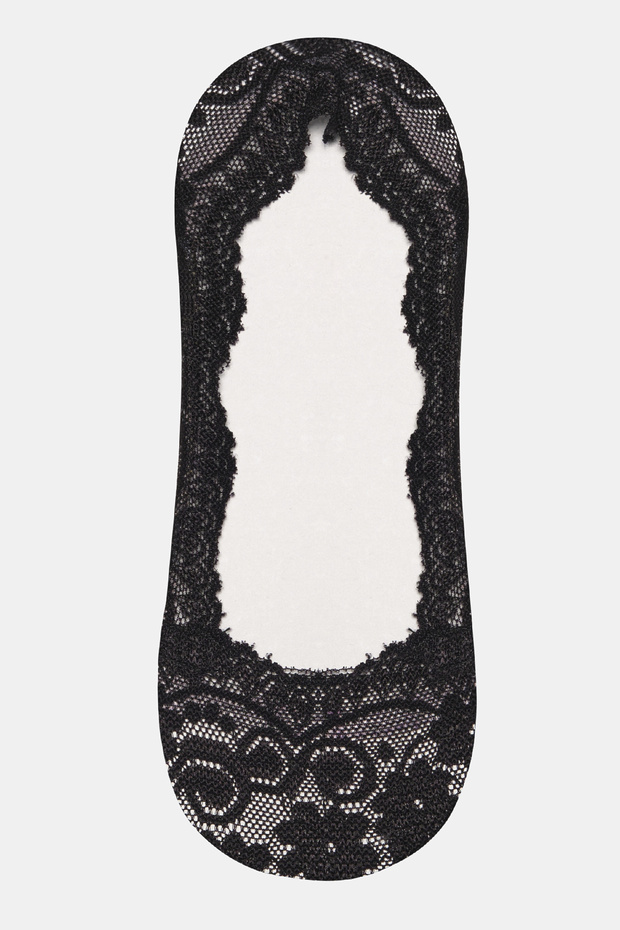 Siyah Dantelli Babet Çorap - 1