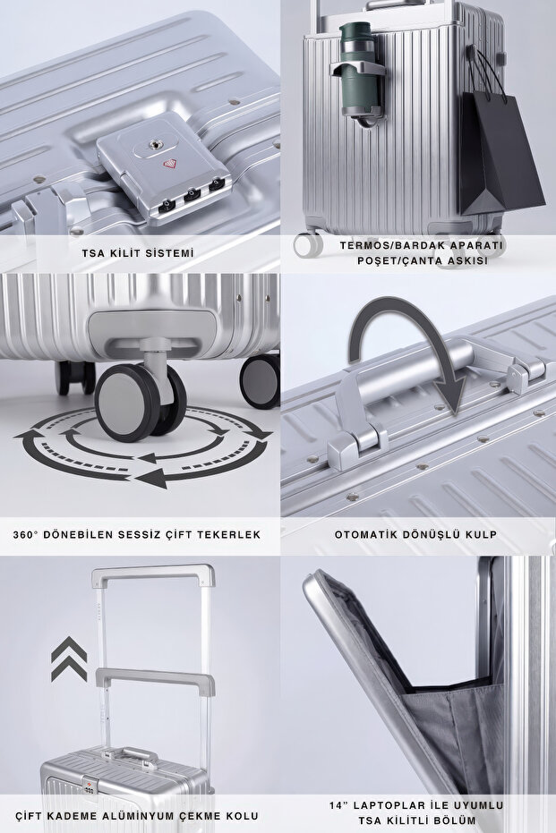 Bold PC Policarbon Kabin Boy Valiz Silver - 7