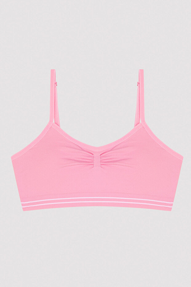 Pembe Kız Çocuk Basic Dikişsiz Kısa Üst - 1