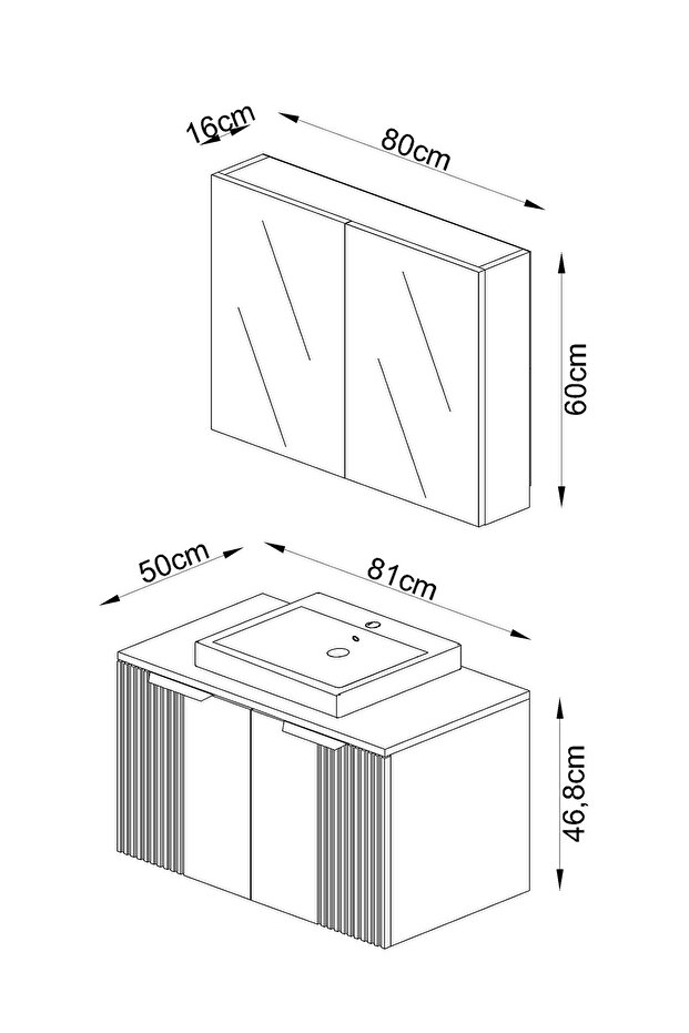 %100 Mdf 80 cm Chester Banyo Dolabı - 6