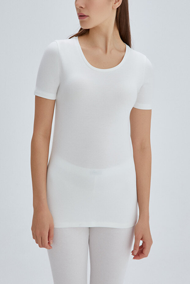 Ekru Kadın Termal Kısa Kol Üst - 6