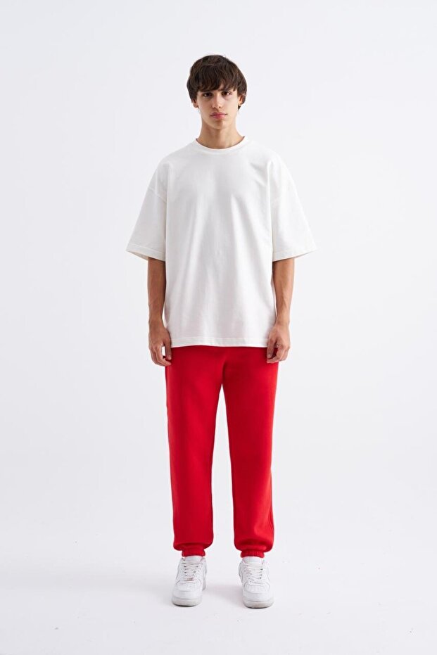 Men's Relaxed Jogger Basic Sweatpants Red - 2