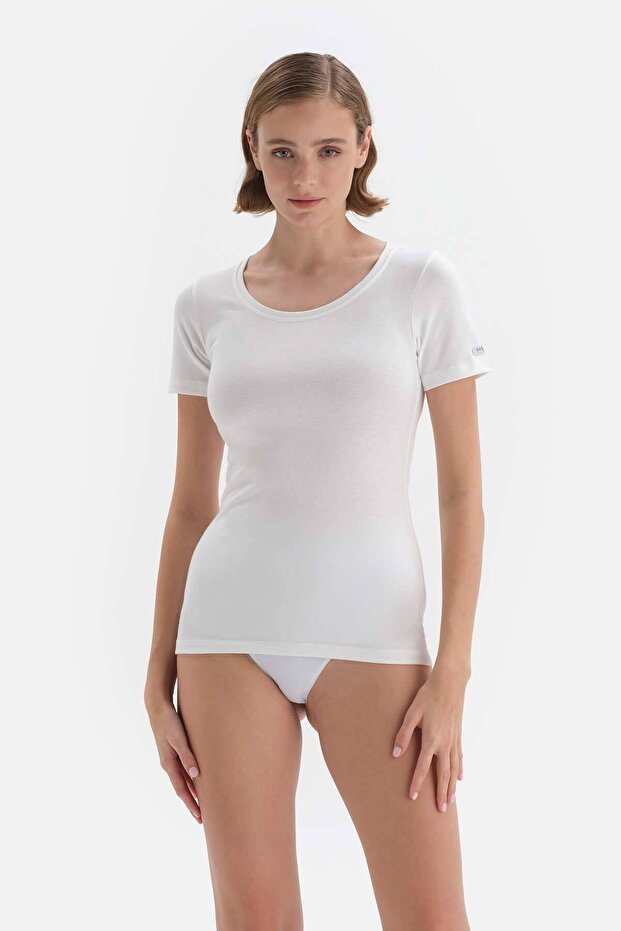 Ekru Kadın Termal Kısa Kol Üst - 1