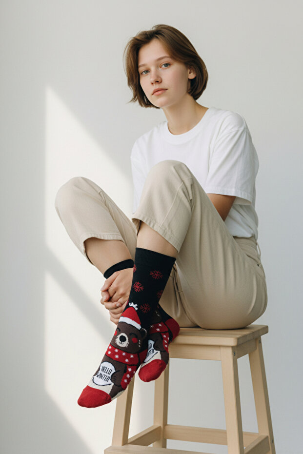 Unisex Christmas Socks Colorful Patterned Gift New Year Men Women Long Socks Single