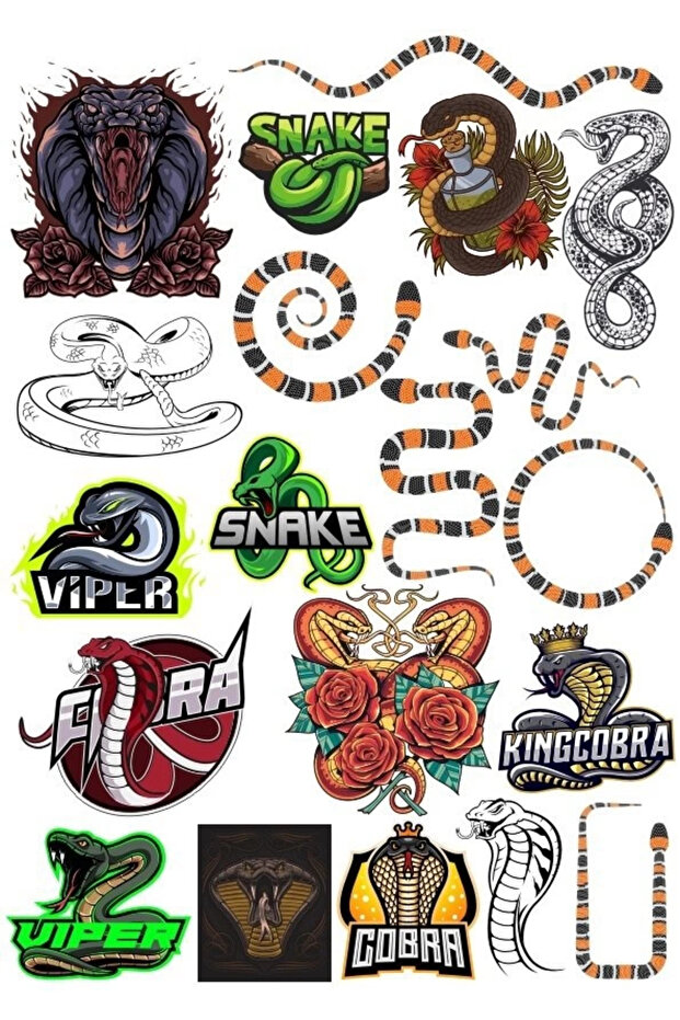 Snake Sticker Set 20 Pieces Phone, Tablet, Notebook, Laptop Sticker