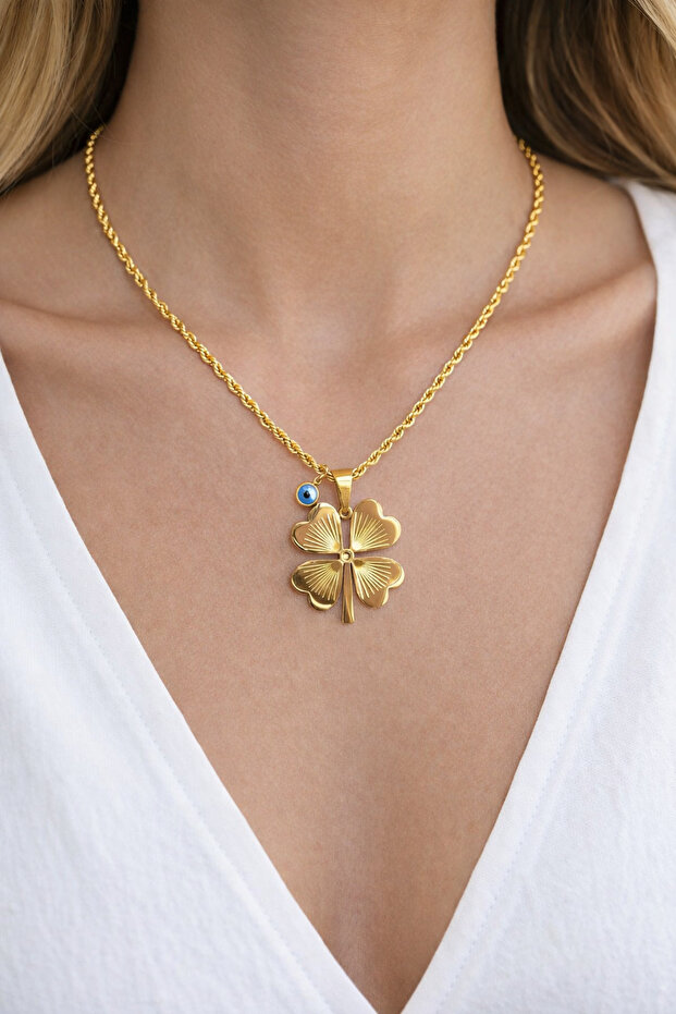 ÇELİK YONCA KOLYE - 2