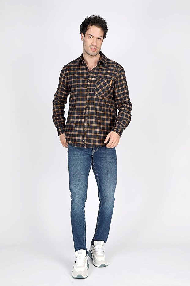 Regular Fit Mustard Men's Shirt 251 Lcm 241015 Shaw Hardal - Laci̇