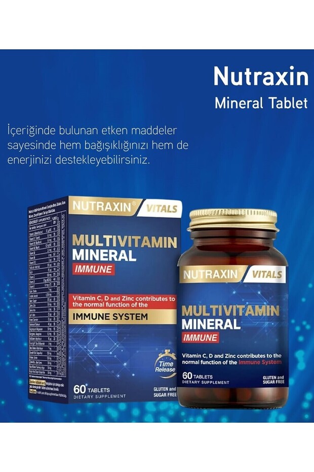 Multivitamin Mineral Immune Complex 60 Tbl - Magnezyum, C, D, Zinc, Demir, B12, Kolin, İyot - 5