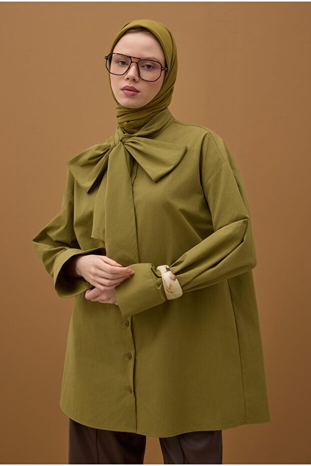 Eșarfă Kraş moale verde ulei - 4