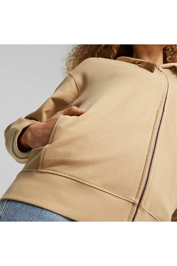 Zip Ceket, M, Krem - 4