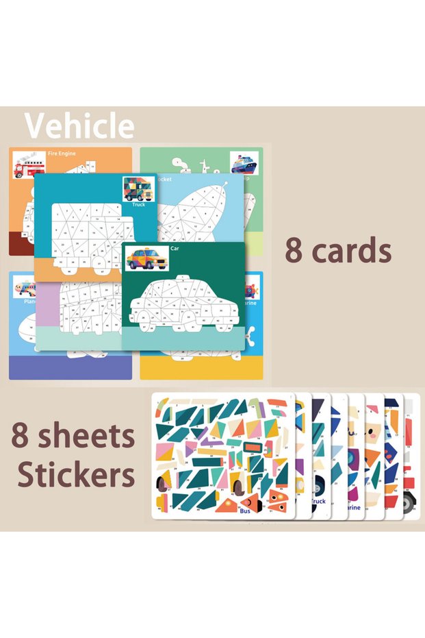 Vehicle 8 Patterns Puzzle Stickers Crafts for Kids Sticker Painting Gift Party Favor Creations Anima