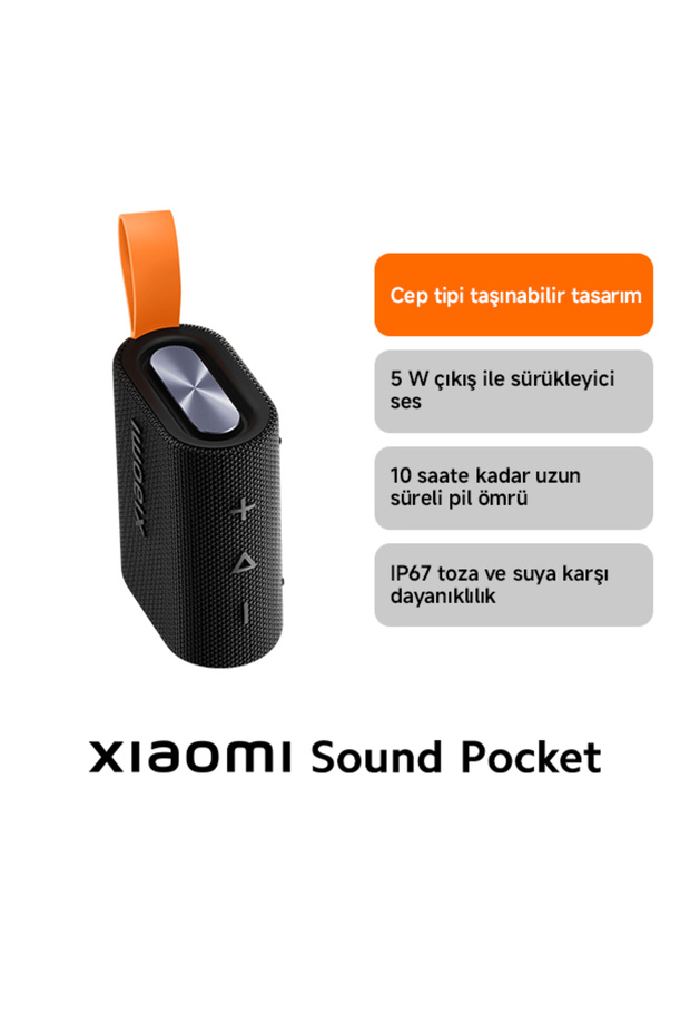 Sound Pocket S28D 5W IP67 Taşınabilir Bluetooth Hoparlör Siyah (Xiaomi Türkiye Garantili) - 1