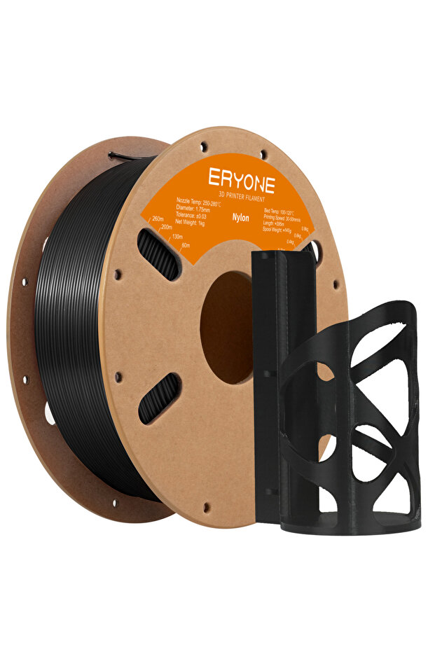 Black Eryone Nylon PA6 3D Printing Filament 1.75mm 1KG/Roll High Quality No Tangle Perfect Spooled F