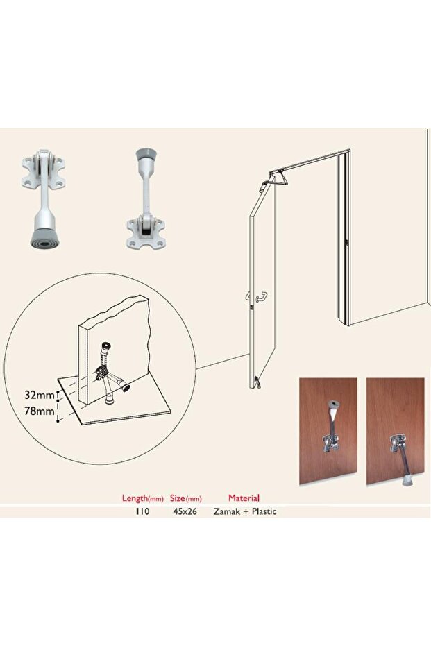 Kapı Tutucu Tampon Mat Krom - 2
