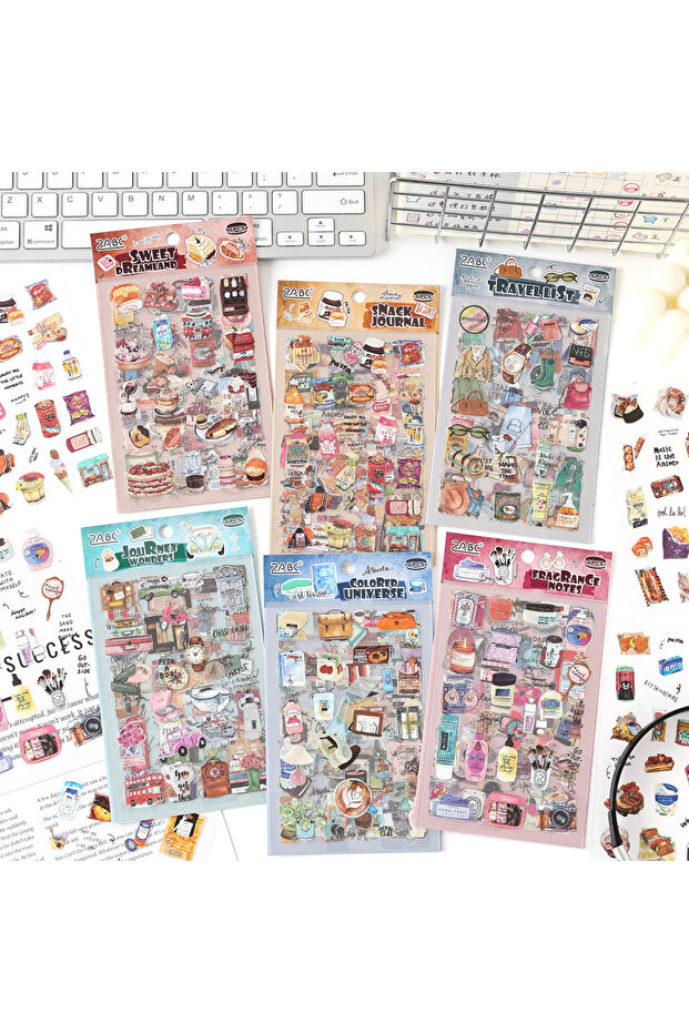 All TIANZI 6 sheets Cute Magazine Scrapbooking Stickers Book DIY Junk Journal Material Decoration Al