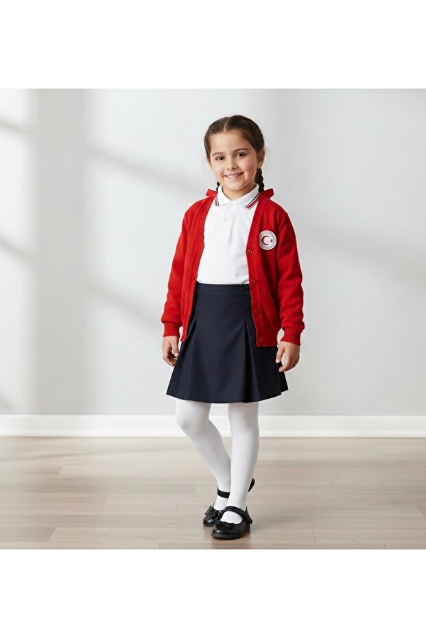 Girls' Cotton Plain Pantyhose, Flexible, Comfortable, Textured, White School Socks (3-12 Years)