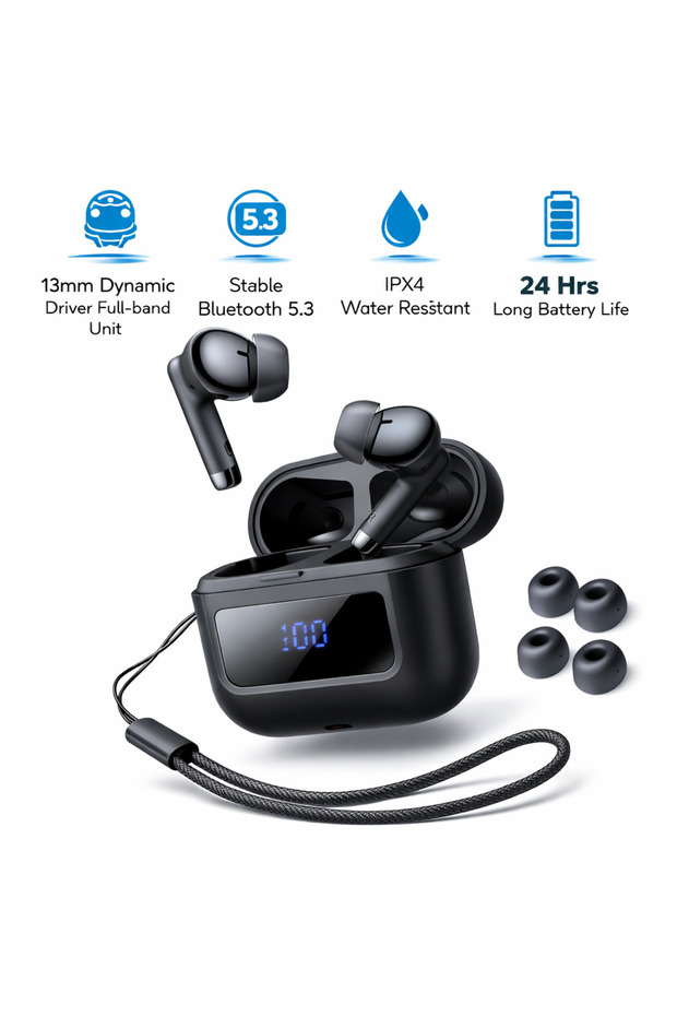 Bluetooth Wireless In-Ear Earphones Noise Reduction Black
