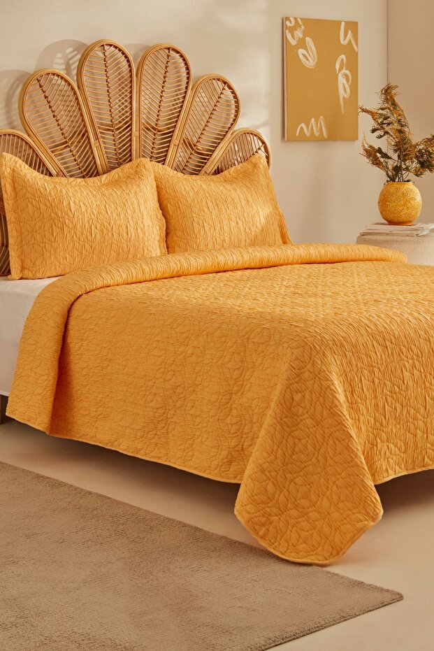 مفرش سرير رودي مزدوج أصفر - منزلي