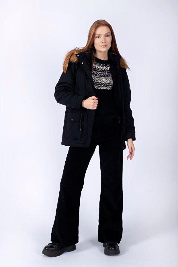 Hazel Kadın Mont Siyah - 1