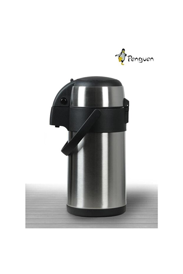 Paslanmaz Çelik Pompalı Termos 3 Litre - 1230A - 12 Saat Sıcak 24 Saat Soğuk Tutar Kilitli Kapak - 1