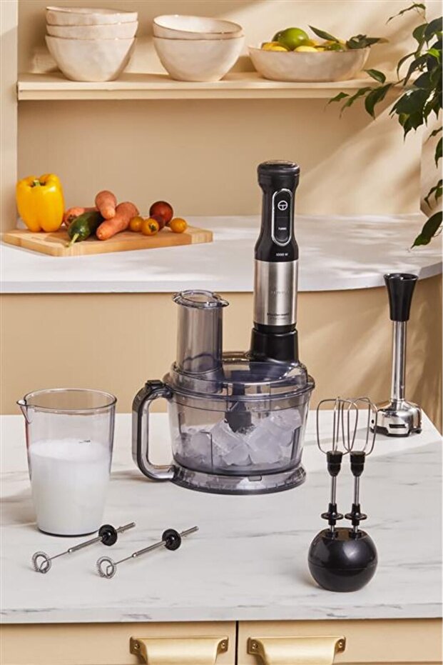 Prosteel 7 in 1 1000W Food Processor with Milk Frother Black