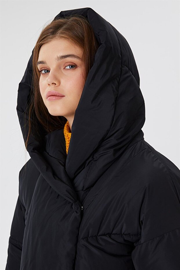 Meley Kadın Mont Siyah - 5