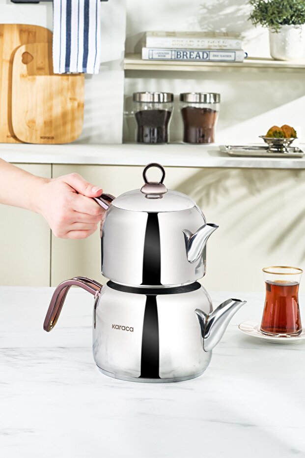 طقم إبريق شاي متوسط الطول من مانيس باللون الوردي - 2