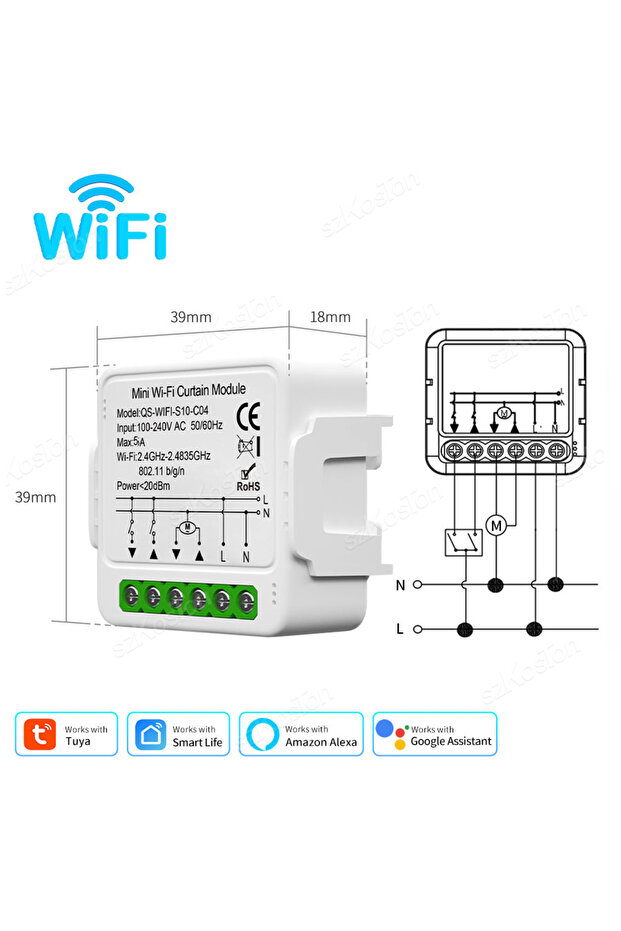 وحدة تحكم ستائر ذكية من Tuya تعمل بتقنية WiFi أو Zigbee، محرك ستائر دوارة، تطبيق Smart Life الصوتي