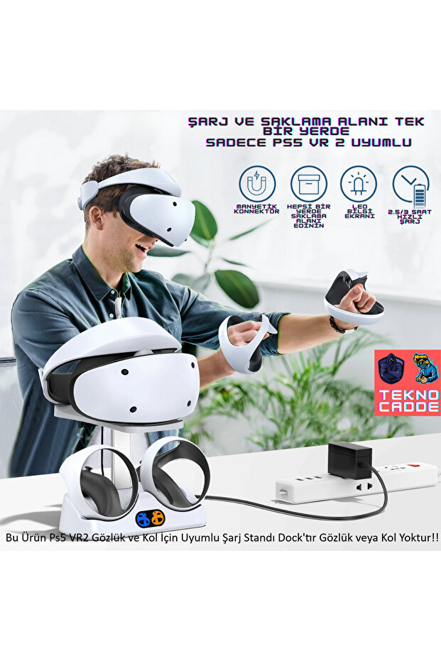 beboncool TP5-2515 Ps5 Playstation VR2 Sanal Gerçeklik Gözlüğü Dock PSVR2 Tutucu Şarj Stand