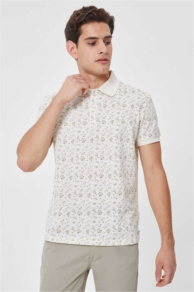 Fresh Men's 100% Cotton Polo Collar T-Shirt Off-White