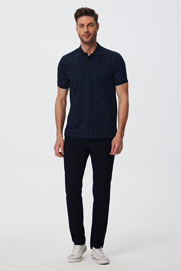 Newpine Men's 100% Cotton Polo Collar T-Shirt Navy Blue